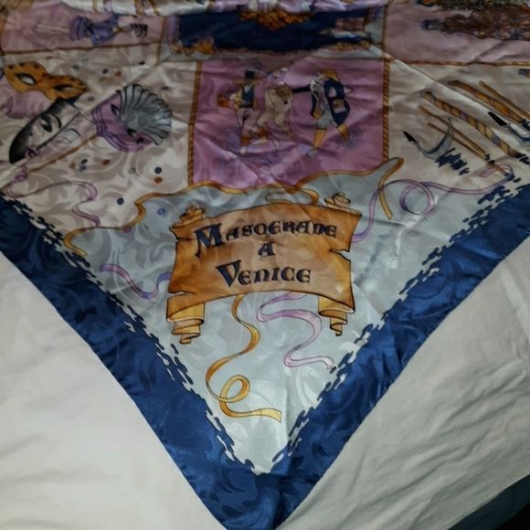 Masqerade A Venice Italy‎ Silk Scarf Hand Rolled - Picture 3 of 8